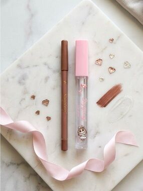 Labubu Pink-Capped Lip Gloss & Lip Liner Set